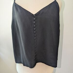 Madewell NWT Black Satin Button-Front Camisole